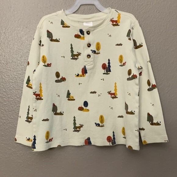 Hanna Andersson Print Thermal Henley Tee size 5 - Picture 1 of 9